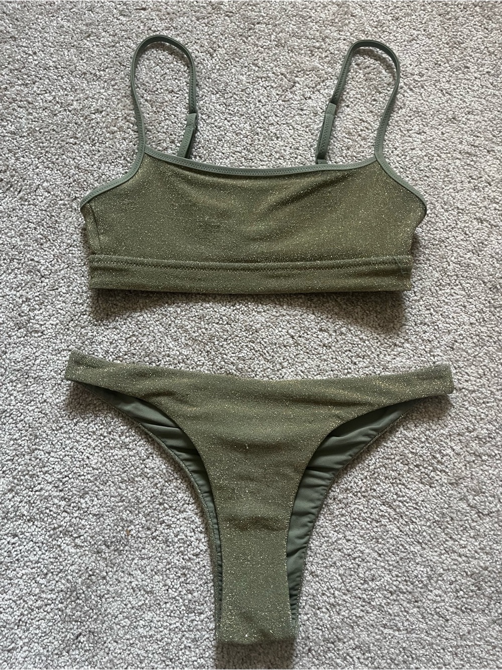 aerie Olive Shimmer Bikini Set